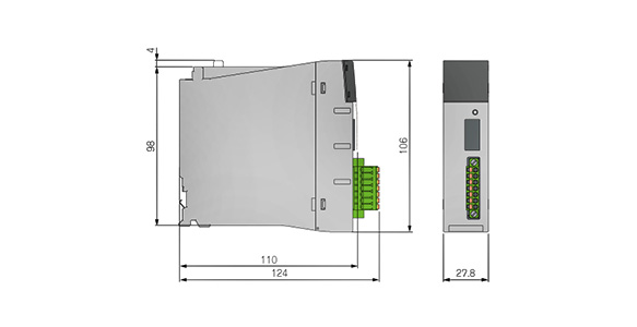 AnyWireASLINK Master Unit RJ51AW12AL dimensional outline drawing