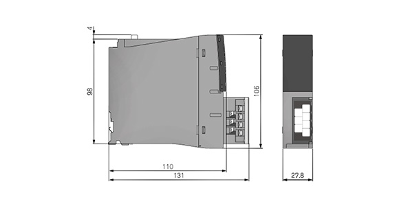 CC-Link System Master / Local Unit RJ61BT11 dimensional outline drawing