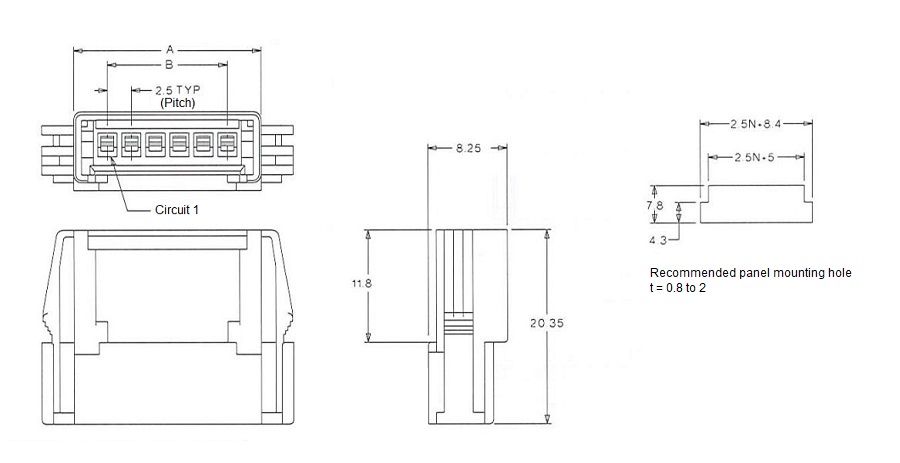 2.5-mm Pitch Relay Plug Housing 51112 