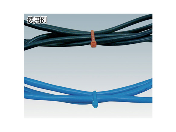 Image of use of standard type cable tie (Color: Red, blue)