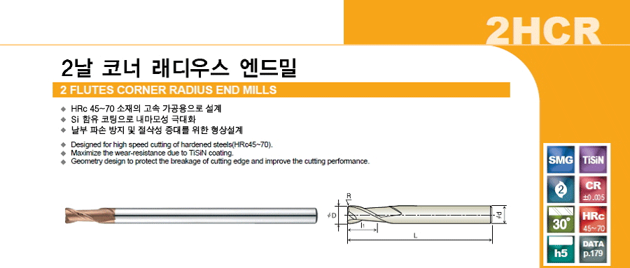 Corner Radius End Mill [2HCR]:Related Products