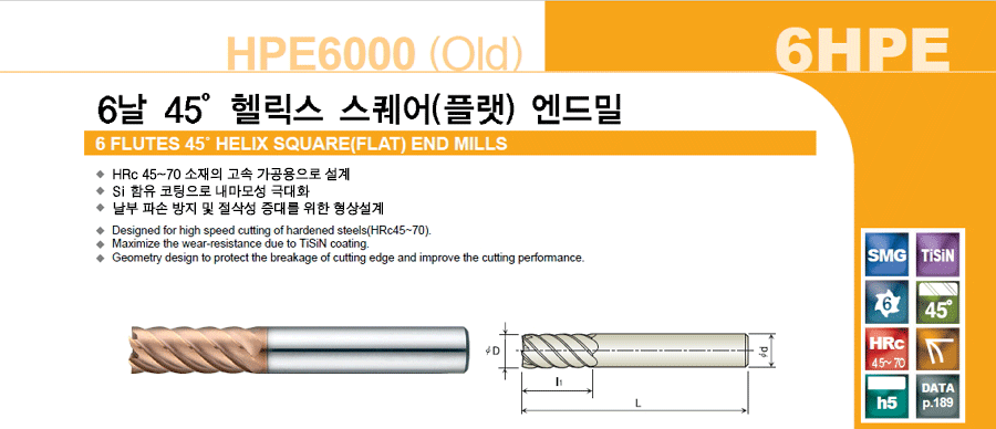 45˚ Helix Square End Mill [6HPE (HPE6000)]:Related Products