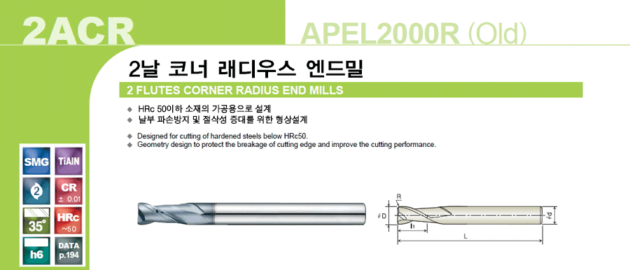 Corner Radius End Mill [2ACR (APEL2000R)]:Related Products