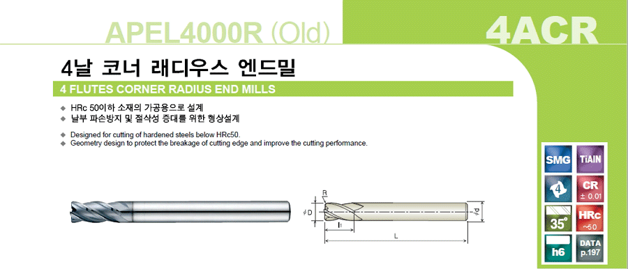 Corner Radius End Mill [4ACR (APEL4000R)]:Related Products