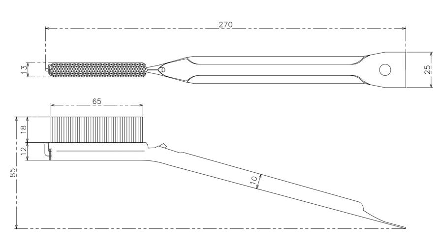 Metal Handle Brush, Thick Brim 