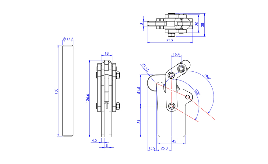 Weldable Toggle Clamp, GH-701-C 