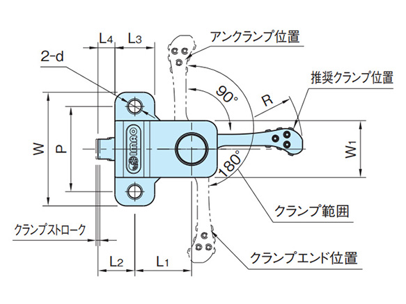 Dimensional drawing of right-rotating type