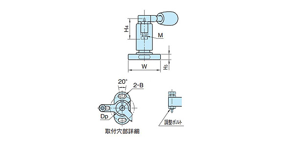 Dimensional drawing of point clamp (for black surfaces)