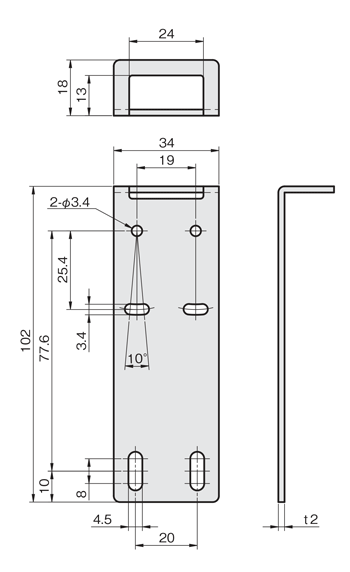 Sensor Bracket Single Plate LH Type for Laser Sensors Drawing 1