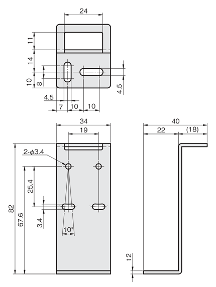 Sensor Bracket Single Plate LH Type for Laser Sensors Drawing 2