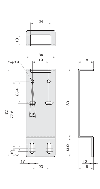 Sensor Bracket Single Plate LH Type for Laser Sensors Drawing 3