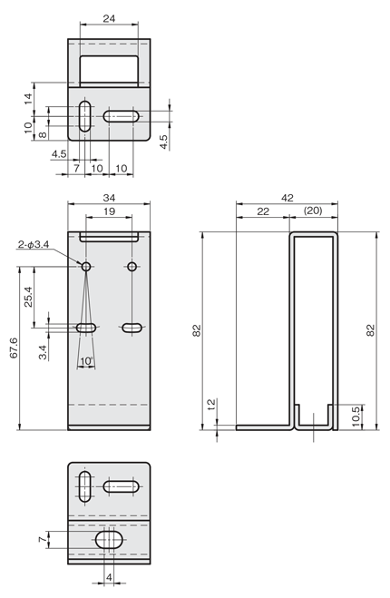 Sensor Bracket Single Plate LH Type for Laser Sensors Drawing 4