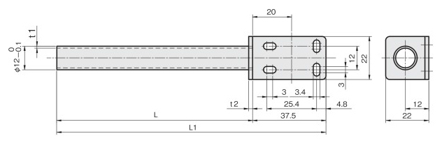 Single Plate Bracket With Pipe for Photoelectric Sensors L2 Type Drawing