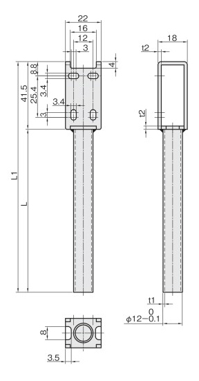 Single Plate Bracket With Pipe for Photoelectric Sensors Full Guard (Vertical) Type Drawing