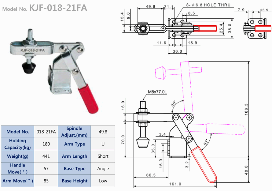 Toggle Clamp - Horizontal Type (KJF-018FA): Related Products