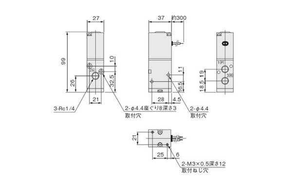 Dimensional drawing of SV200E1