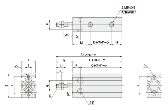 High multi cylinder with guide, YMDA series, drawing 1
