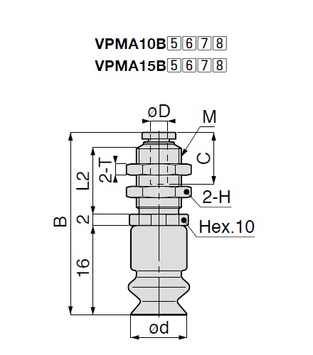 Vacuum Pad, Bellows Small Type, VPMA, Barb Fitting Type 