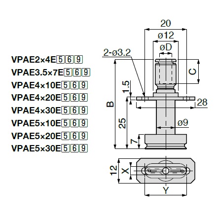 Vacuum Pad Oval Type VPAE One Touch Fitting Type 