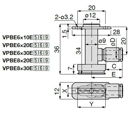 Vacuum Pad Oval Type VPBE One Touch Fitting Type 