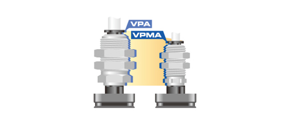 Small holders downsized from existing vacuum pad holders (A, B, C, D and E types) to save space. Also compatible with the optional fall prevention valve and directly attachable-type pad filters.