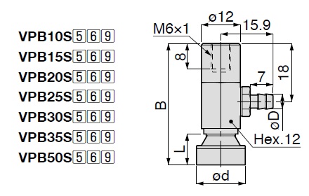 Vacuum Pad, Sponge Type, VPB, Barb Fitting Type 