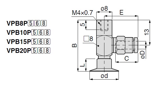 Vacuum Pad. for Thin Objects, One-Touch Fitting Type for VPB 