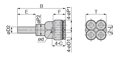 Drawing of Tube Fitting, for General Piping, Branch Union Double Y