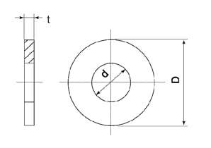 Round washer, special size, drawing