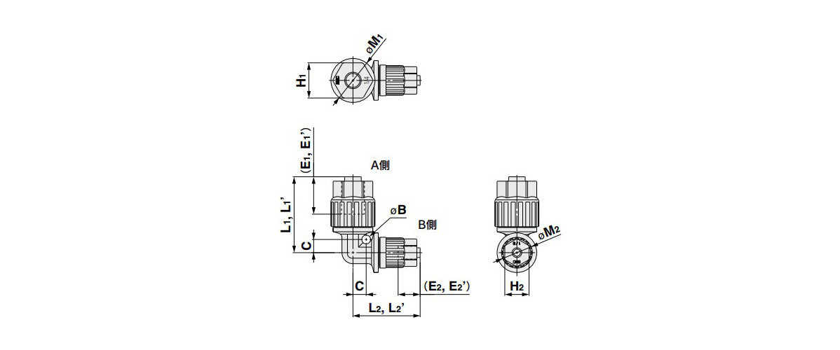 Union Elbow Reducing: LQ3E-R Outline Drawing 