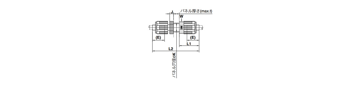 Space-Saving Fitting Panel Mount Union: LQ2P Dimensional Drawing 