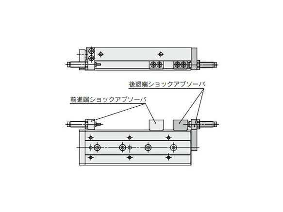 Shock absorber at extension end (BS), Shock absorber at retraction end (BT), Shock absorber at both ends (B)