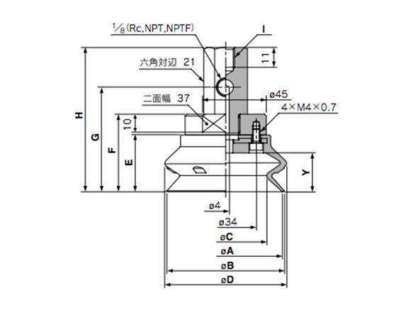 ZPX63/80HB□-□01-B□ (female thread) dimensions / structural diagram