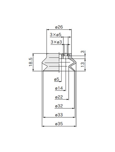 Heavy-Duty Type (Bellows Type) ZP2-32HB□ dimensional drawing