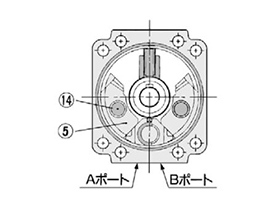 For 90° (top view from long shaft side); single vane structure drawing