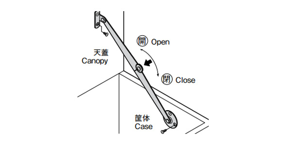 Application example (To close the door, push the shaft part [arrow])