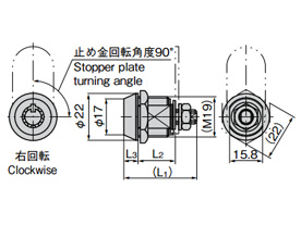 Stopper plate rotation angle 90°